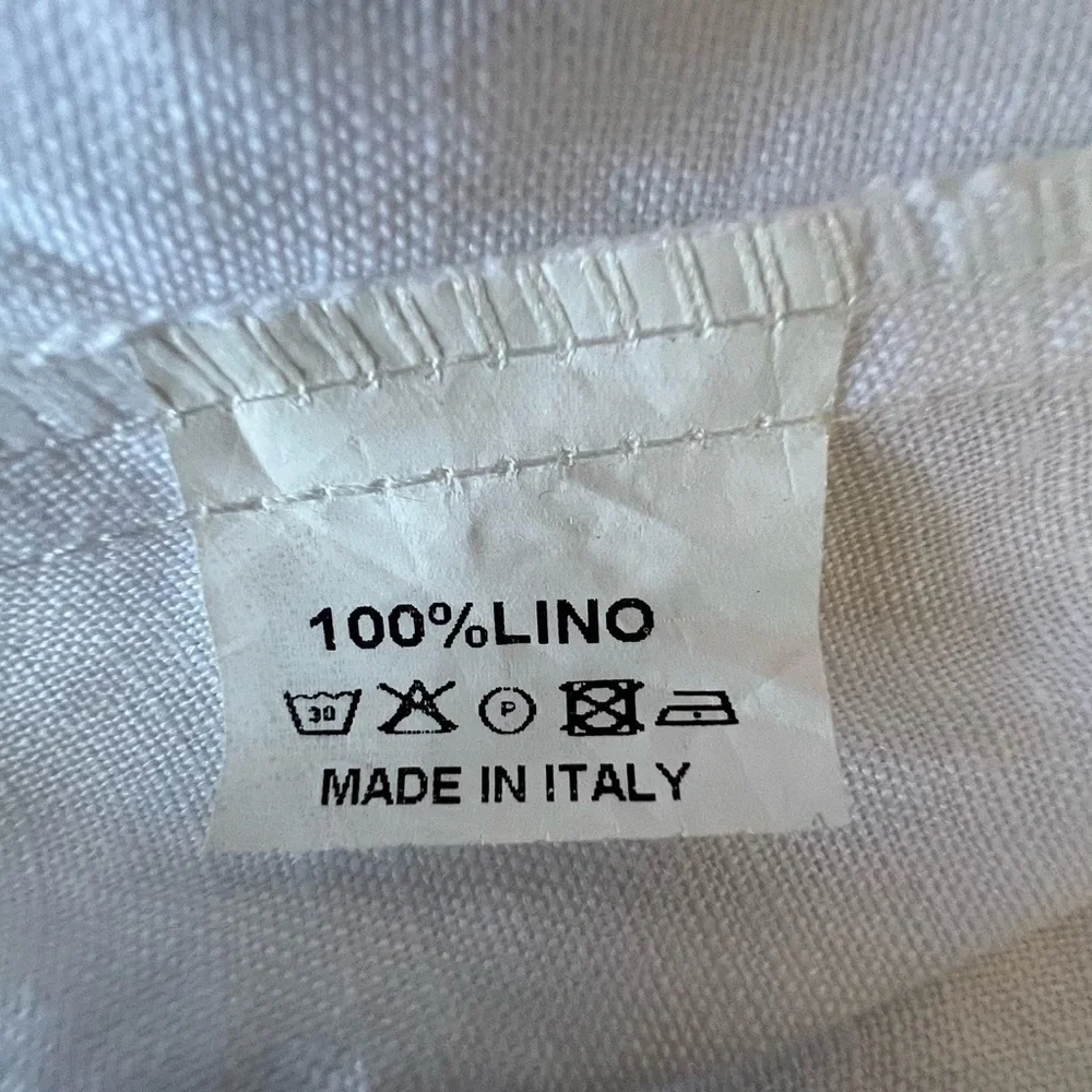 Blue Island Crisp SZ S Semi-Sheer White Linen Trousers.